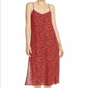 Charlie Holiday Red Black Lightweight Leopard Print Midi Dress Size 8